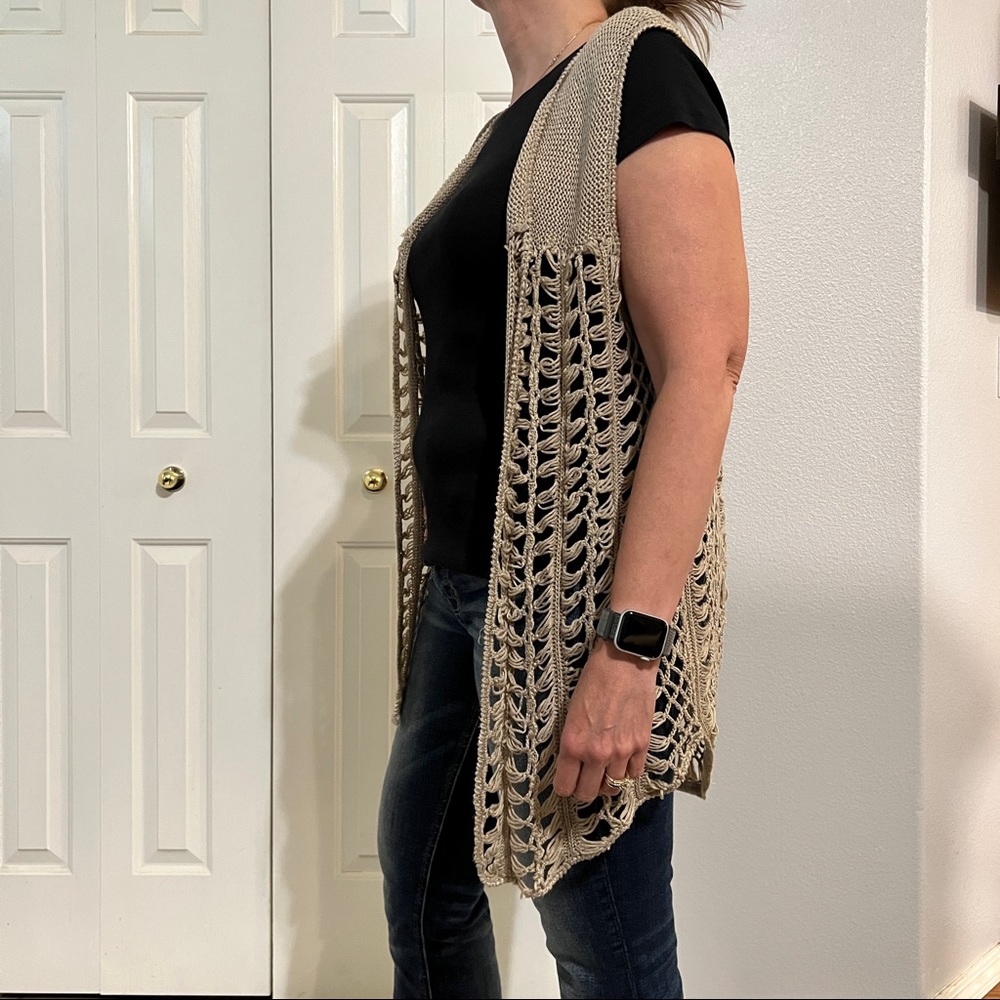 INDIGO TAN CROCHET CARTIGAN